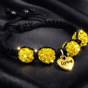 Golden Love - sárga shamballa karkötő - ékszer - karkötő - fonott karkötő - Meska.hu