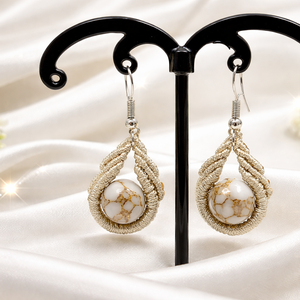 Comet makramé fülbevaló - pezsgő - ékszer - fülbevaló - lógó fülbevaló - Meska.hu