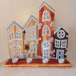 Adventi házikók, Karácsony, Adventi díszek, Adventi gyertyadíszek és koszorúdíszek, Famegmunkálás, MESKA