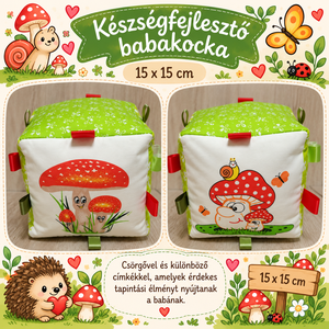Készségfejlesztő babakocka - gombás, Baba - mama, Baba játékok, Babakocka, Varrás, MESKA