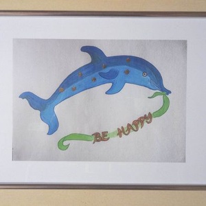 Vidám delfin - művészet - festmény - akril - Meska.hu