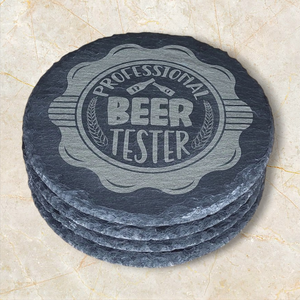 Lézergravírozott pala poháralátét szett Professional beer tester képpel, Otthon & Életmód, Konyhafelszerelés, tálalás, Tálalás, Tányér- és poháralátét, Gravírozás, pirográfia, MESKA