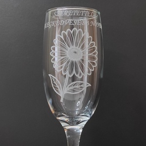 Egyénire szabható, gravírozott pezsgős pohár 185 ml, Otthon & Életmód, Konyhafelszerelés, tálalás, Tálalás, Pohár, Gravírozás, pirográfia, MESKA