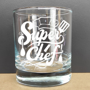 Gravírozott pohár SUPER CHEF, 290 ml whiskys/vizes, Otthon & Életmód, Konyhafelszerelés, tálalás, Tálalás, Pohár, Gravírozás, pirográfia, MESKA