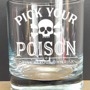 Gravírozott pohár POISON, 290 ml whiskys/vizes, Otthon & Életmód, Konyhafelszerelés, tálalás, Tálalás, Pohár, Gravírozás, pirográfia, MESKA