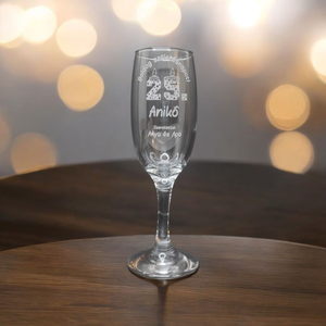 Születésnapi pezsgős pohár egyedi elképzelés szerint is, 185 ml , Otthon & Életmód, Konyhafelszerelés, tálalás, Tálalás, Pohár, Gravírozás, pirográfia, MESKA