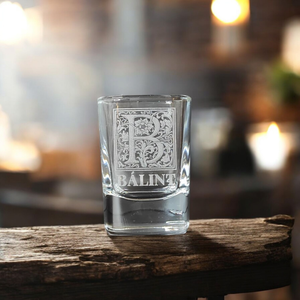 Monogramos pálinkás pohár 55 ml szögletes - Meska.hu