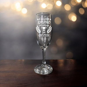 Gravírozott pezsgős pohár választható vagy egyedi felirattal is, 185 ml  - otthon & életmód - konyhafelszerelés, tálalás - tálalás - pohár - Meska.hu