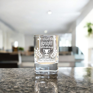 Gravírozott szögletes pálinkás pohár választható vagy egyedi felirattal is, 55 ml , Otthon & Életmód, Konyhafelszerelés, tálalás, Tálalás, Pohár, Gravírozás, pirográfia, MESKA
