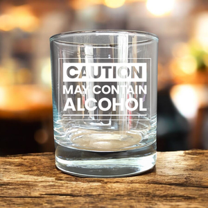 Gravírozott pohár CAUTION, 290 ml whiskys/vizes, Otthon & Életmód, Konyhafelszerelés, tálalás, Tálalás, Pohár, Gravírozás, pirográfia, MESKA