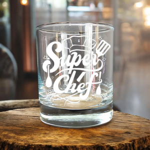 Gravírozott pohár SUPER CHEF, 290 ml whiskys/vizes, Otthon & Életmód, Konyhafelszerelés, tálalás, Tálalás, Pohár, Gravírozás, pirográfia, MESKA