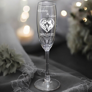 Esküvői pezsgős pohár egyedi elképzelés szerint is, 190 ml , Otthon & Életmód, Konyhafelszerelés, tálalás, Tálalás, Pohár, Gravírozás, pirográfia, MESKA