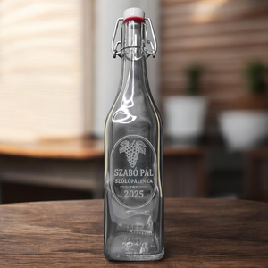 Egyedi mintával gravírozható csatos üveg, 0,5 l, Otthon & Életmód, Konyhafelszerelés, tálalás, Flaska, csatos üveg, Gravírozás, pirográfia, MESKA