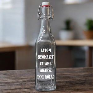 Bármilyen felirattal gravírozható csatos üveg, 0,5 l, Otthon & Életmód, Konyhafelszerelés, tálalás, Flaska, csatos üveg, Gravírozás, pirográfia, MESKA