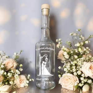 Egyedi felirattal is gravírozható pálinkás üveg, köszönőajándék 0,5 l , Otthon & Életmód, Konyhafelszerelés, tálalás, Flaska, csatos üveg, Gravírozás, pirográfia, MESKA