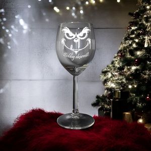 Gravírozott boros pohár Grinch, Grincs mintával, 300 ml  - Meska.hu
