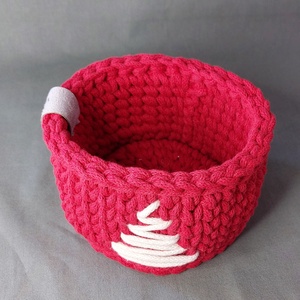 Karácsonyi dekorációs kosár, Karácsony, Karácsonyi lakásdekoráció, Ünnepi asztaldekoráció, Horgolás, MESKA