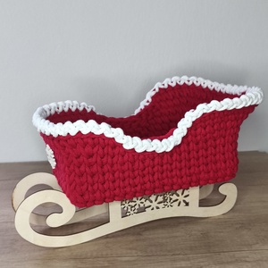 Horgolt szánkó - karácsony - karácsonyi lakásdekoráció - karácsonyi manók, figurák - Meska.hu