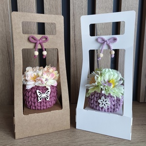 Horgolt kaspó virággal, Otthon & Életmód, Dekoráció, Asztal és polc dekoráció, Asztaldísz, Horgolás, MESKA