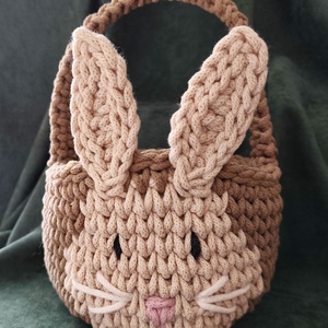 Nyuszi kosár, Ünnepi díszek, dekorációk, Húsvéti díszek és dekorációk, Húsvéti kosár, Horgolás, MESKA