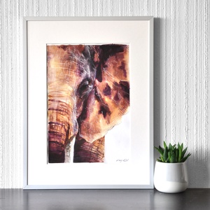 Elefánt - akvarell festmény (nyomat), Otthon & Lakás, Dekoráció, Kép & Falikép, Művészi nyomat, Festészet, MESKA