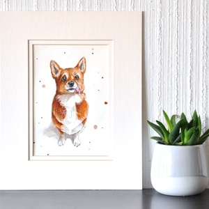 Corgi portré - ecsetfilc festmény (nyomat) - művészet - festmény - akvarell - Meska.hu