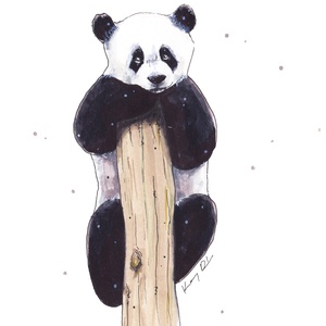 Panda - ecsetfilc festmény (nyomat) - művészet - festmény - akvarell - Meska.hu
