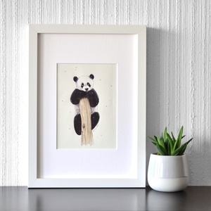 Panda - ecsetfilc festmény (nyomat), Művészet, Festmény, Akvarell, Festészet, MESKA