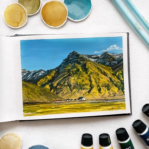 Izlandi hegyek - művészeti nyomat (az eredeti festmény alapján), Otthon & Lakás, Dekoráció, Kép & Falikép, Művészi nyomat, Festészet, MESKA