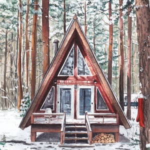 Téli kunyhó - Művészeti nyomat (az eredeti akvarell festmény alapján) - otthon & lakás - dekoráció - kép & falikép - kép & falikép - Meska.hu