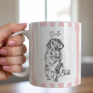 Egyedi állatos bögre saját fotóból � sketch stílusú rajz, névvel és választható háttérszínnel, Otthon & Életmód, Konyhafelszerelés, tálalás, Tálalás, Bögre & Csésze, Fotó, grafika, rajz, illusztráció, MESKA