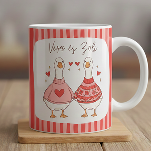 Szerelmes Libapár � Kedves Valentin-napi Bögre Szívvel - Meska.hu