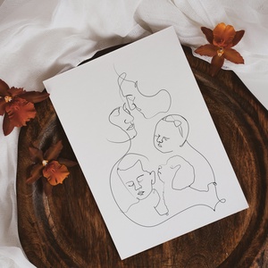 Személyre szabható egyvonalas családi portré - művészet - grafika & illusztráció - digitális - Meska.hu