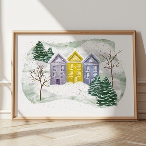 Téli falucska illusztráció - művészet - grafika & illusztráció - digitális - Meska.hu