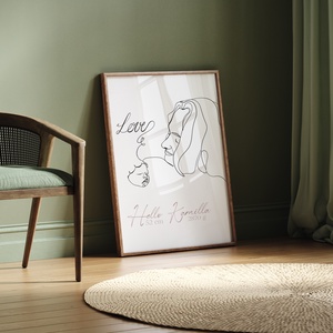 Személyre szabható Anya-baba vonalrajz, Művészet, Grafika & Illusztráció, Digitális, Fotó, grafika, rajz, illusztráció, MESKA