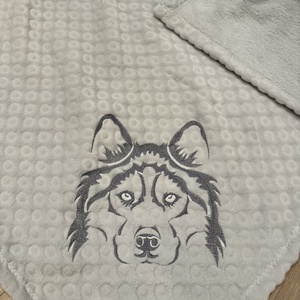 Husky mintás egyrétegű babatakaró , névre szóló , Otthon & Életmód, Babaszoba, gyerekszoba, Babatakaró, gyerek pléd, Hímzés, Varrás, MESKA