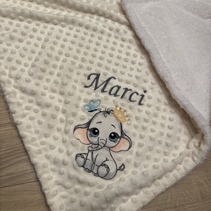 Fiú-elefánt(koronával) névre szóló babatakaró , Játék & Sport, Baba & babaház, Játékbaba, babakellék, Hímzés, Varrás, MESKA