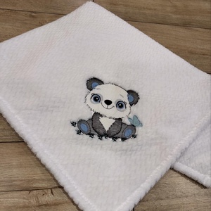 Panda maci-egyrétegű babatakaró (névre szóló )- fehér  - baba - mama - baba ágynemű - babatakaró, gyerek pléd - Meska.hu