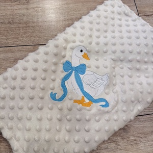 Liba mintával -Minky-sherpa anyagú névre szóló babatakaró - bézs (KEDVEZMÉNYES), Baba - mama, Baba ágynemű, Babatakaró, gyerek pléd, Hímzés, Varrás, MESKA