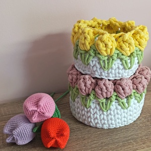 Tulipán kosár - otthon & életmód - tárolás & rendszerezés - tárolókosár - Meska.hu