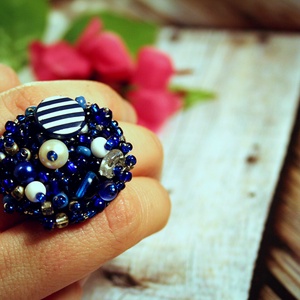 Matrózos cukorárú nyári vagány fesztivál gyűrű - Meska.hu