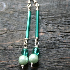 Türkiz kristály lógós fülbevaló, női fülbevaló, ajándék - Meska.hu