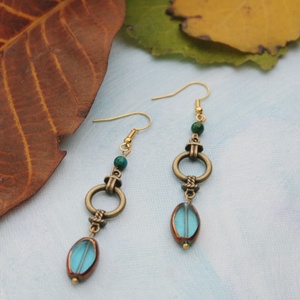 Romantikus kék fülbevaló - ékszer - fülbevaló - lógó fülbevaló - Meska.hu