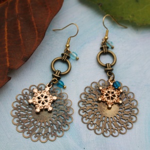 Hópelyhes lógós fülbevaló, Ékszer, Fülbevaló, Lógó fülbevaló, , MESKA