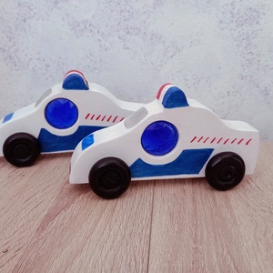 Fából készült rendőrautó kristállyal , Játék & Sport, Készségfejlesztő és Logikai játék, Montessori szivárvány, Waldorf játékok, Famegmunkálás, MESKA