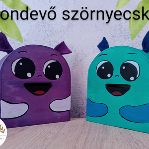 Fából készült Gondevő Szörnyecske, Játék & Sport, Készségfejlesztő és Logikai játék, Montessori szivárvány, Waldorf játékok, Famegmunkálás, MESKA