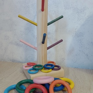 Szivárványos gyűrűszortírozó - játék & sport - készségfejlesztő és logikai játék - montessori szivárvány, waldorf játékok - Meska.hu