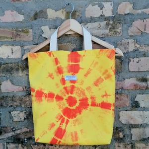Sárga batikolt mintás textil kézitáska , Táska & Tok, Bevásárlás & Shopper táska, Shopper, textiltáska, szatyor, Varrás, Festészet, MESKA