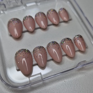 Kézzel készített, egyedi press-on körömök (csillogós ombre) - szépségápolás - testápolás - kéz- és lábápolás - Meska.hu