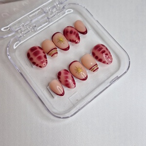 Kézzel készített, egyedi press-on körömök (burgundi-arany) - szépségápolás - testápolás - kéz- és lábápolás - Meska.hu